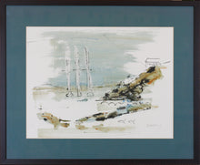 Load image into Gallery viewer, Alfred Birdsey. Sailboats in Harbour. Watercolor and ink wash. Late 20th. century.
