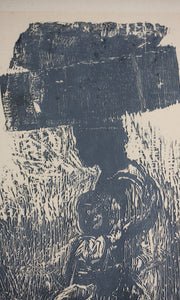 Ruth Richardson. A pair of vintage b/w woodcuts. Mother and child. Alice. Late 20th century..
