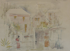 Alfred Birdsey. Street View. Watercolor on paper. Mid 20th century.