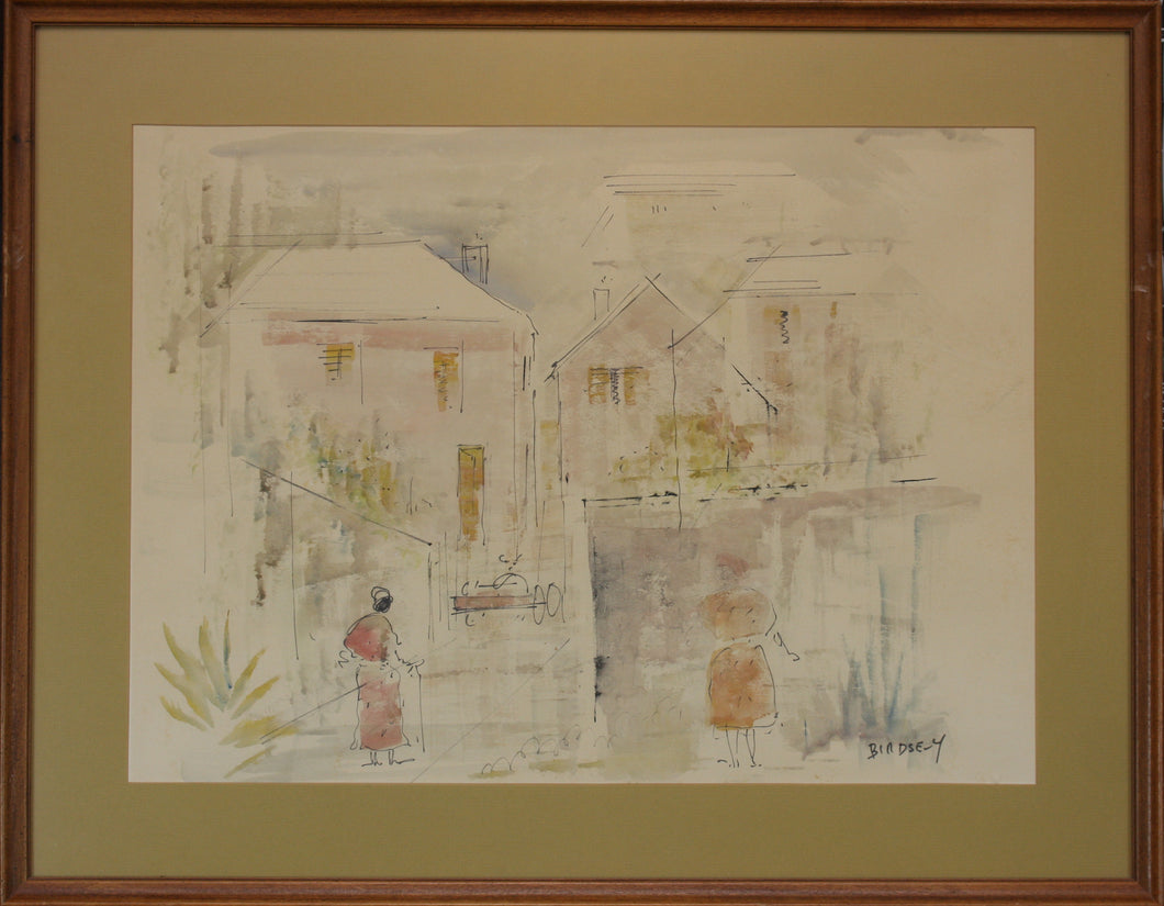 Alfred Birdsey. Street View. Watercolor on paper. Mid 20th century.