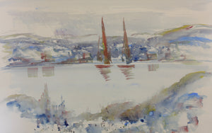 Alfred Birdsey. Rainy Day in Bermuda Harbor. Watercolor. Mid 20th century.