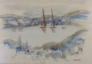 Alfred Birdsey. Rainy Day in Bermuda Harbor. Watercolor. Mid 20th century.