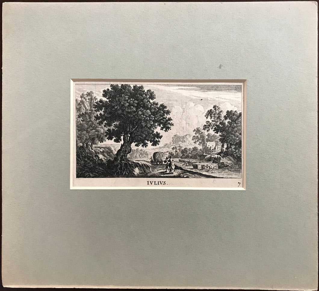 Johann Kraus. July. Engraving. XVII - XVIII c.