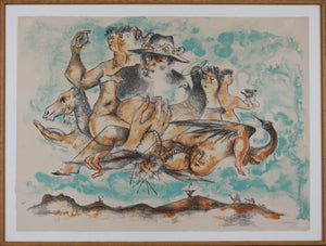 Chaim Gross. Poet's Dream. Color Lithograph. C.1968.