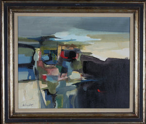 Doris Anne White. Abstract composition. Dawn in the Farm. Oil on canvas. Late 20th c.