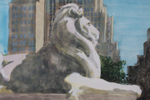 Load image into Gallery viewer, Robert Bowden. A Library Lion. Watercolor. 2008.
