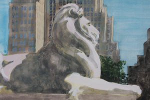 Robert Bowden. A Library Lion. Watercolor. 2008.