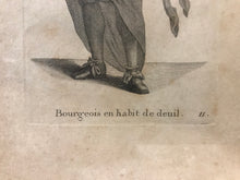 Load image into Gallery viewer, Johann Rudolf Huber, after. Bourgeois en habit de deuil. Engraved Johann Rudolf Schellenberg. Basel, 1798.

