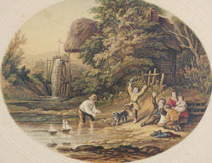 Abraham Le Blond. The Mill Stream - Towing the Prize. Baxter print. Circa 1854-1857.