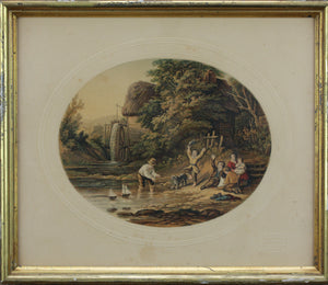 Abraham Le Blond. The Mill Stream - Towing the Prize. Baxter print. Circa 1854-1857.