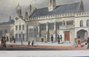 Thomas Hosmer Shepherd, after. Gray's Inn Hall, Chapel, and Library. Engraved by W. Watkins. [1829-1831]..