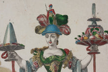 Load image into Gallery viewer, Martin Engelbrecht, after. A Female Sweets peddler. (Une Confisseuse). Engraved by J. F. Schmidt. Hand-colored. 18th c.
