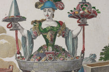 Load image into Gallery viewer, Martin Engelbrecht, after. A Female Sweets peddler. (Une Confisseuse). Engraved by J. F. Schmidt. Hand-colored. 18th c.
