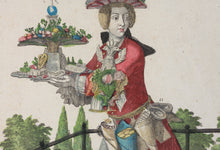 Load image into Gallery viewer, Martin Engelbrecht, after. A male Sweets peddler (Un Confiseur). Engraved by J. F. Schmidt. Hand-colored. 18th c.
