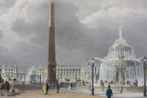 Louis-Jules Arnout. Vue de l'obélisque du Luxor. Lithographie Lemercier.  Hand colored. Circa 1840.