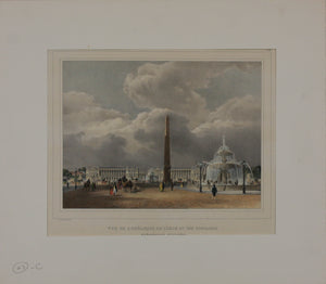 Louis-Jules Arnout. Vue de l'obélisque du Luxor. Lithographie Lemercier.  Hand colored. Circa 1840.