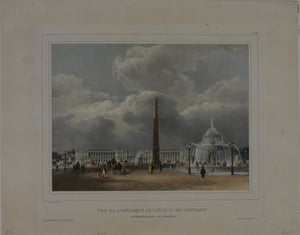 Louis-Jules Arnout. Vue de l'obélisque du Luxor. Lithographie Lemercier.  Hand colored. Circa 1840.
