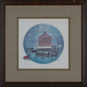 Patricia  Buckley Moss. Icemen at the Icehouse.  Limited edition print. 1981.