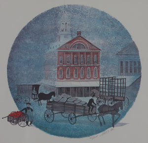 Patricia  Buckley Moss. Icemen at the Icehouse.  Limited edition print. 1981.