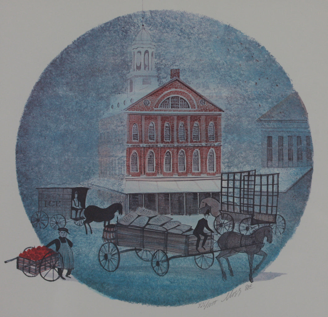 Patricia  Buckley Moss. Icemen at the Icehouse.  Limited edition print. 1981.