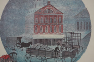 Patricia  Buckley Moss. Icemen at the Icehouse.  Limited edition print. 1981.