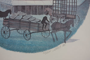 Patricia  Buckley Moss. Icemen at the Icehouse.  Limited edition print. 1981.