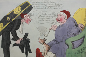 Richard Newton. An undertakers visit! Etching. Hand-colored. After 1804.