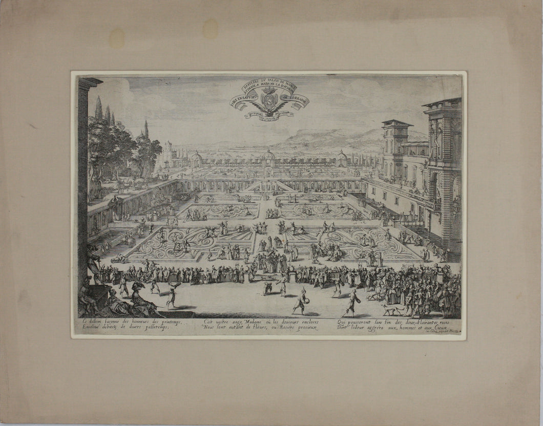 Jacques Callot. Parterre du Palais de Nancy. Etching. 1624.