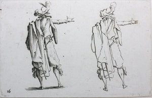 Jacques Callot, after. Male figure "Man Seen from Behind, Right Arm Extended".