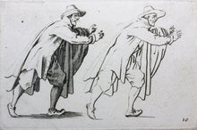 Load image into Gallery viewer, Jacques Callot, after. Male figure &quot;Running Man&quot;. Etching. Early 18th century.
