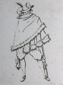 Jacques Callot, after. Male figure "Man Wrapped in His Mantle". Etching. Early 18th century.