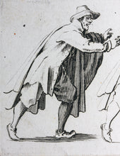 Load image into Gallery viewer, Jacques Callot, after. Male figure &quot;Running Man&quot;. Etching. Early 18th century.
