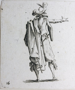 Jacques Callot, after. Male figure "Man Seen from Behind, Right Arm Extended".