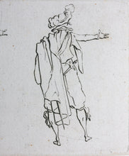 Load image into Gallery viewer, Jacques Callot, after. Male figure &quot;Man Seen from Behind, Right Arm Extended&quot;.
