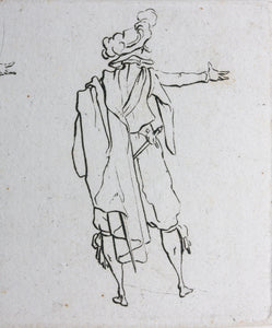 Jacques Callot, after. Male figure "Man Seen from Behind, Right Arm Extended".