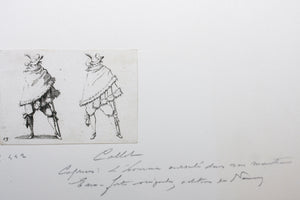 Jacques Callot, after. Male figure "Man Wrapped in His Mantle". Etching. Early 18th century.