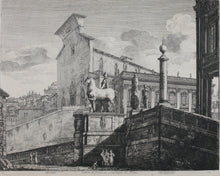 Load image into Gallery viewer, Luigi Rossini. Veduta di fianco del Campidoglio di Roma. Etching. 1819.
