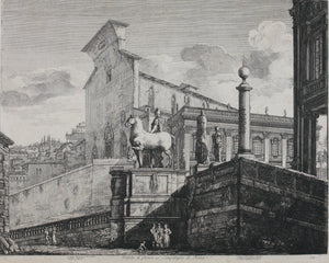 Luigi Rossini. Veduta di fianco del Campidoglio di Roma. Etching. 1819.