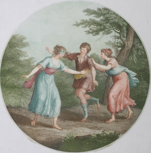 Angelica Kauffman, after. Blind Man's Bluff. Engraving by Peltro William Tomkins. Late 18th or early 19th century.