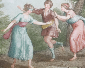 Angelica Kauffman, after. Blind Man's Bluff. Engraving by Peltro William Tomkins. Late 18th or early 19th century.