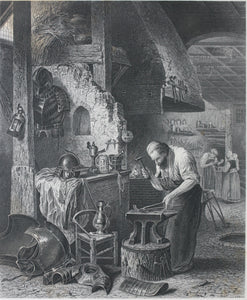 Henry Leys, after. The Armourer. Engraved by John Godfrey. 1861