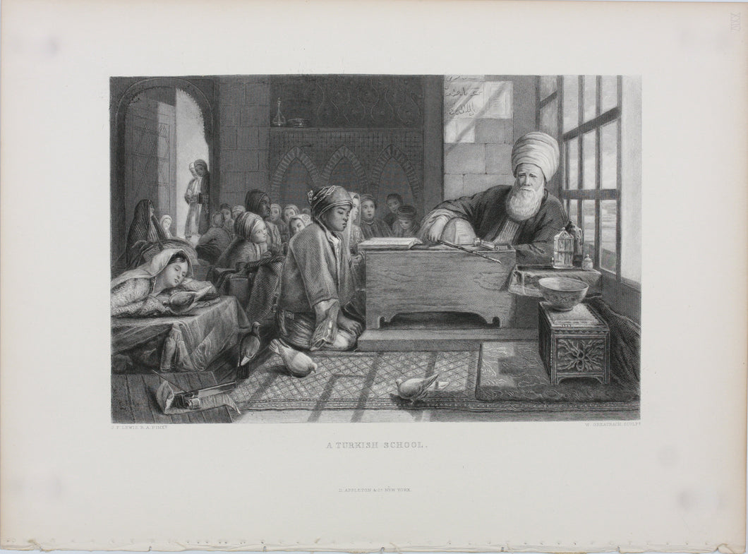 John Frederick Lewis, after. A Turkish School. Engraved by William Greatbach. 1878.