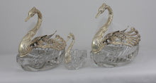 Load image into Gallery viewer, WB &amp; Co. Swan candy dishes/salt cellars. Sterling silver and cut crystal. West Germany 1949 - 1990.
