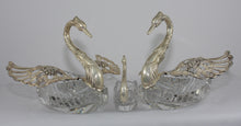 Load image into Gallery viewer, WB &amp; Co. Swan candy dishes/salt cellars. Sterling silver and cut crystal. West Germany 1949 - 1990.
