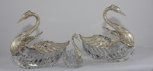 Load image into Gallery viewer, WB &amp; Co. Swan candy dishes/salt cellars. Sterling silver and cut crystal. West Germany 1949 - 1990.
