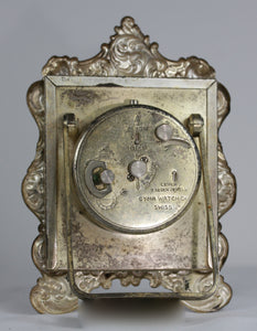 Gorham. Shelf Easel Repousse Alarm clock. Sterling silver. Vintage. 1930s.