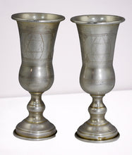 Load image into Gallery viewer, Kiddush cups in Russian taste. A pair. Sterling silver. 20th c.
