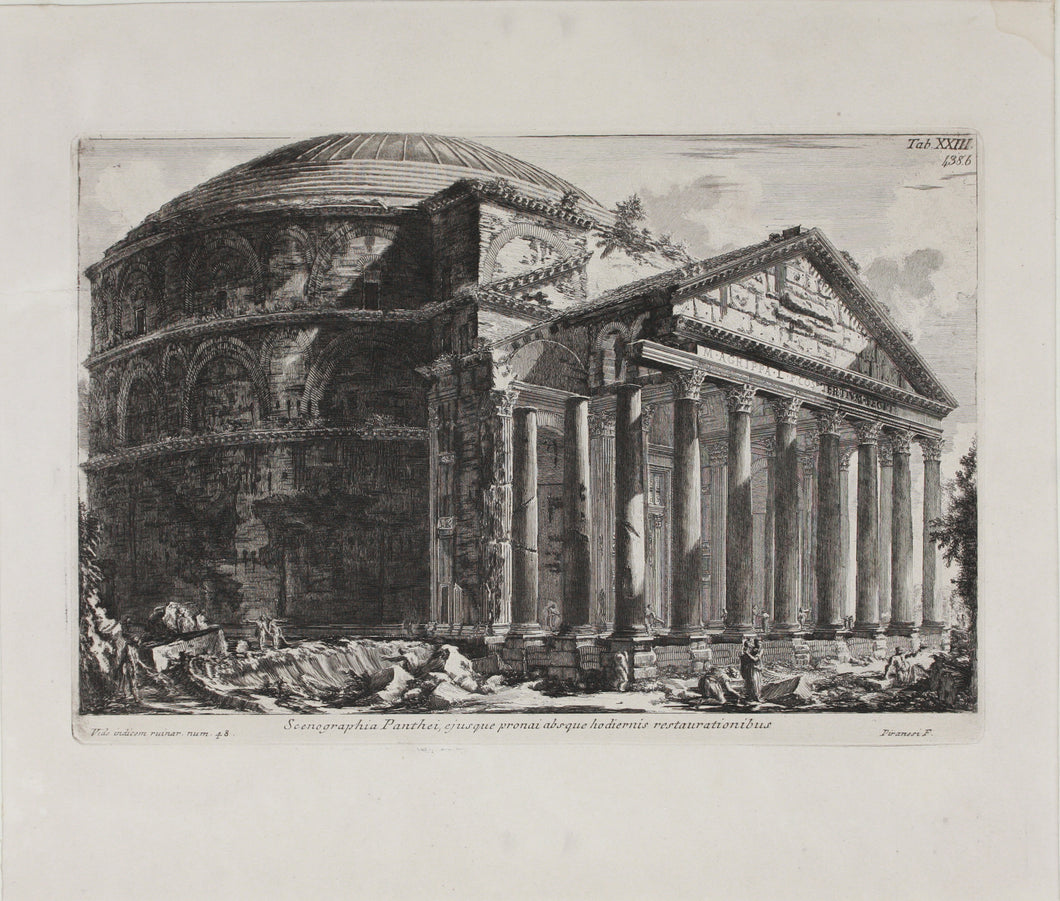 Giovanni Battista Piranesi. View Of The Unrestored Pantheon and its Portico. Engraving. 1835-1839..