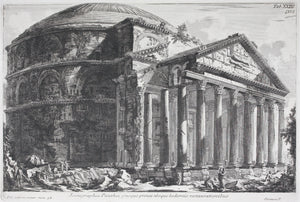 Giovanni Battista Piranesi. View Of The Unrestored Pantheon and its Portico. Engraving. 1835-1839..