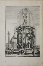 Load image into Gallery viewer, Georg Andreas Bockler. Fountain in Rome next to the Column of Marcus Aurelius. #99. 1664.
